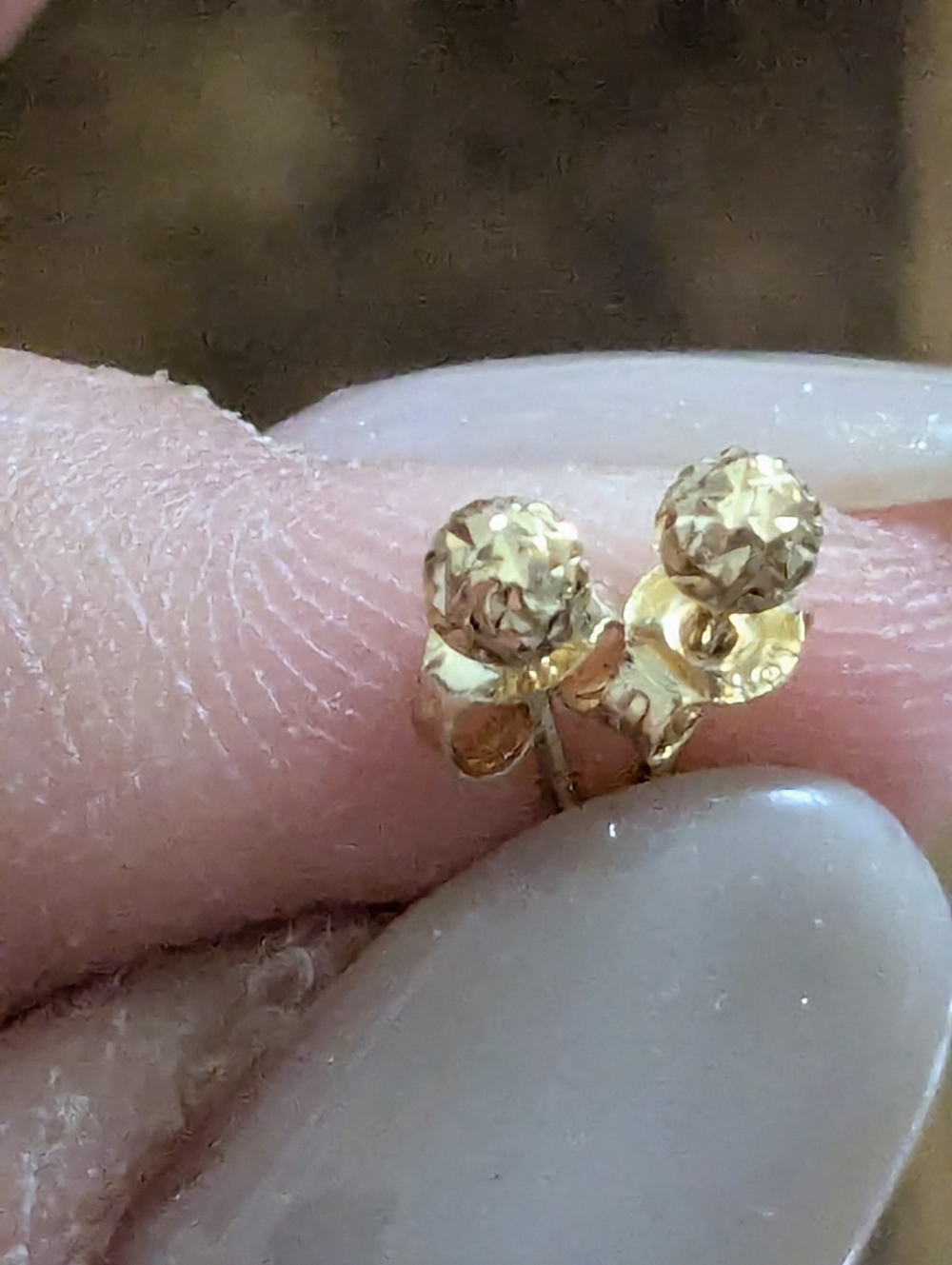 18k Pure Gold Diacut Earrings Ball Stud 💯 Real Gold Pawnable LW